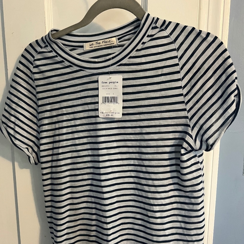 Free People Striped blue t-shirt